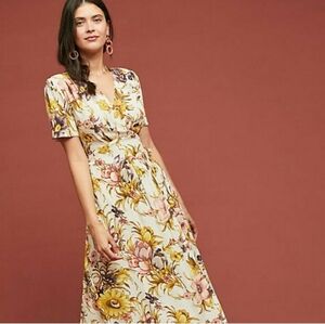 Anthropologie Tiny Floral Boho Coquette Wrap Maxi Dress, XL